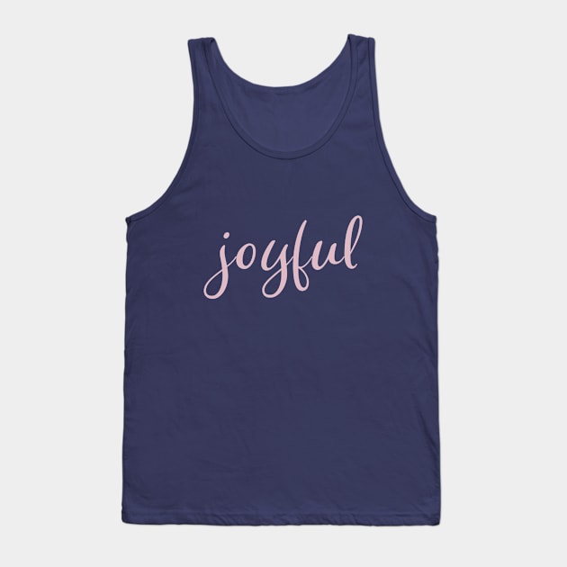 Pink Joyful Christmas Holiday Script Modern Trendy Design Tank Top by OneL Design